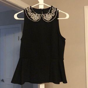 TopShop crystal collar peplum top